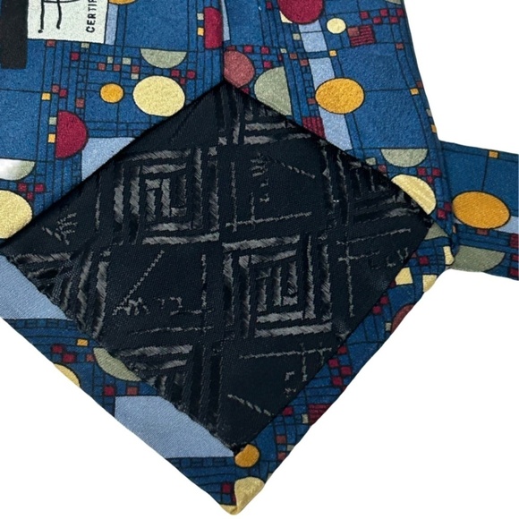 Frank Lloyd Wright 100% Silk Necktie Tie Confetti Blue Made in Italy Collection - Picture 6 of 13